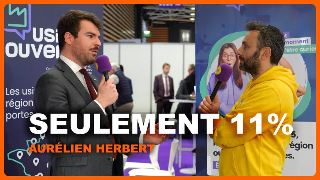 Aurélien, chef de projet des journées usine ouvertes, interviewé sur le stand Arts et Métiers au salon Global Industrie