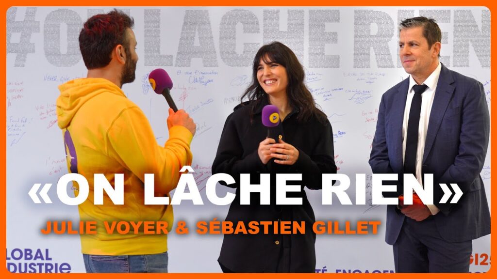 Sébastien Gilet et Julie Voyer, directeur et directrice de Global Industrie, interviewés lors du salon