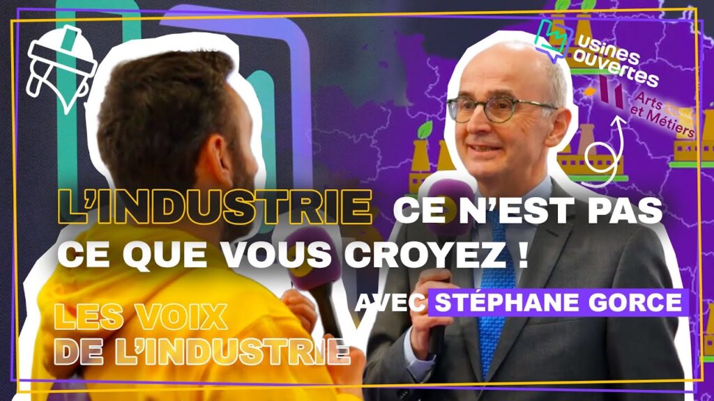 Stéphane Gorce échangeant sur la réindustrialisation de la France lors d'une interview sur le stand des métiers