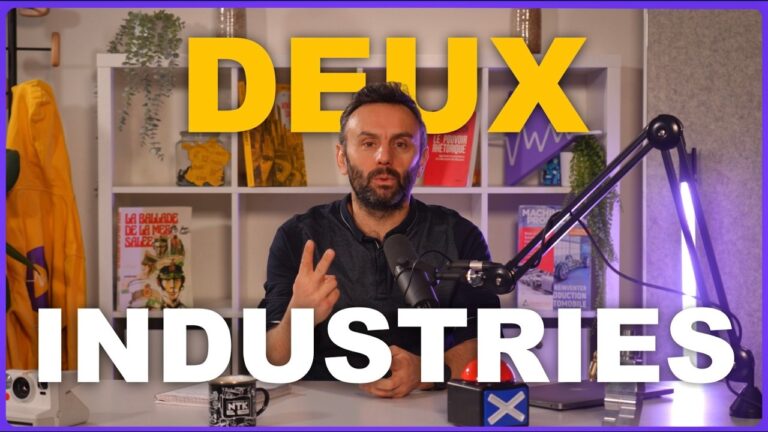 Illustration symbolisant les deux visions opposées de l'industrie en France, entre passé industriel et réalité contemporaine